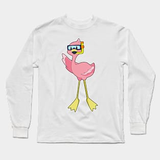 Flamingo at Diving with Snorkel Long Sleeve T-Shirt